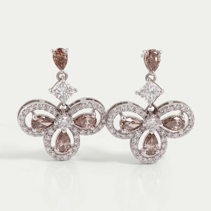 Champagne Pear Halo Dangle Earrings Earrings