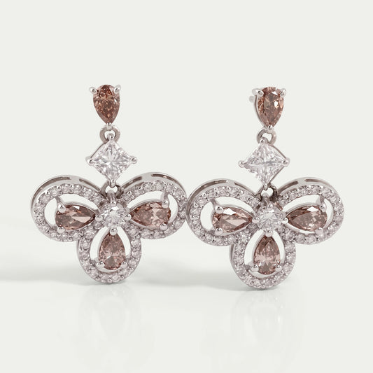 Champagne Pear Halo Dangle Earrings Earrings