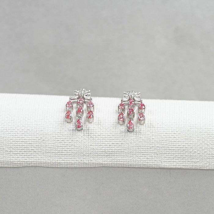 Fancy Pink Pear Chandelier Earrings