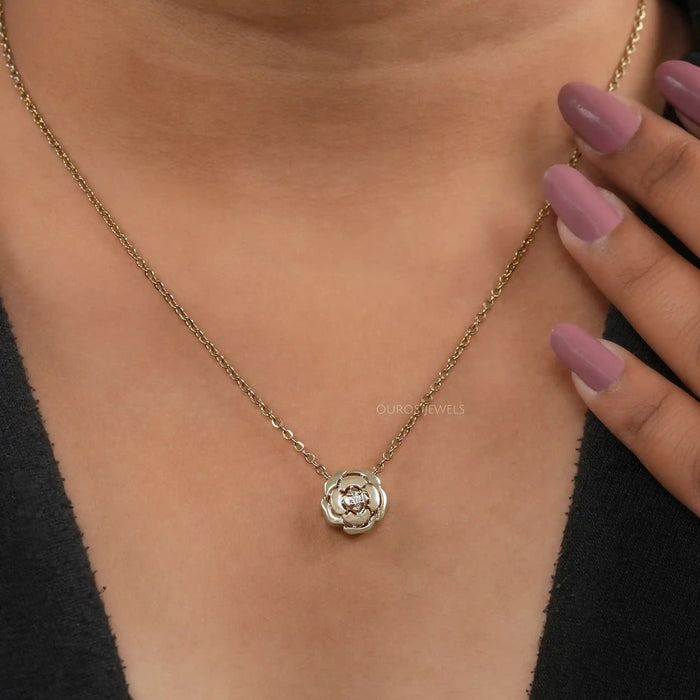 Chanel Camellia Flower Round Diamond Necklace