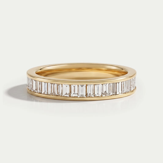 Baguette Lab Diamond Channel Set Half Eternity Band Rings