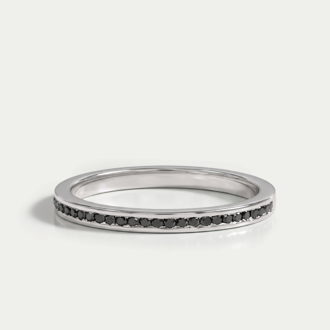 Black Round Lab Diamond channel Set Half Eternity Ring Rings
