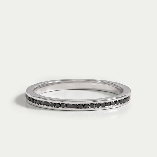Black Round Lab Diamond channel Set Half Eternity Ring Rings