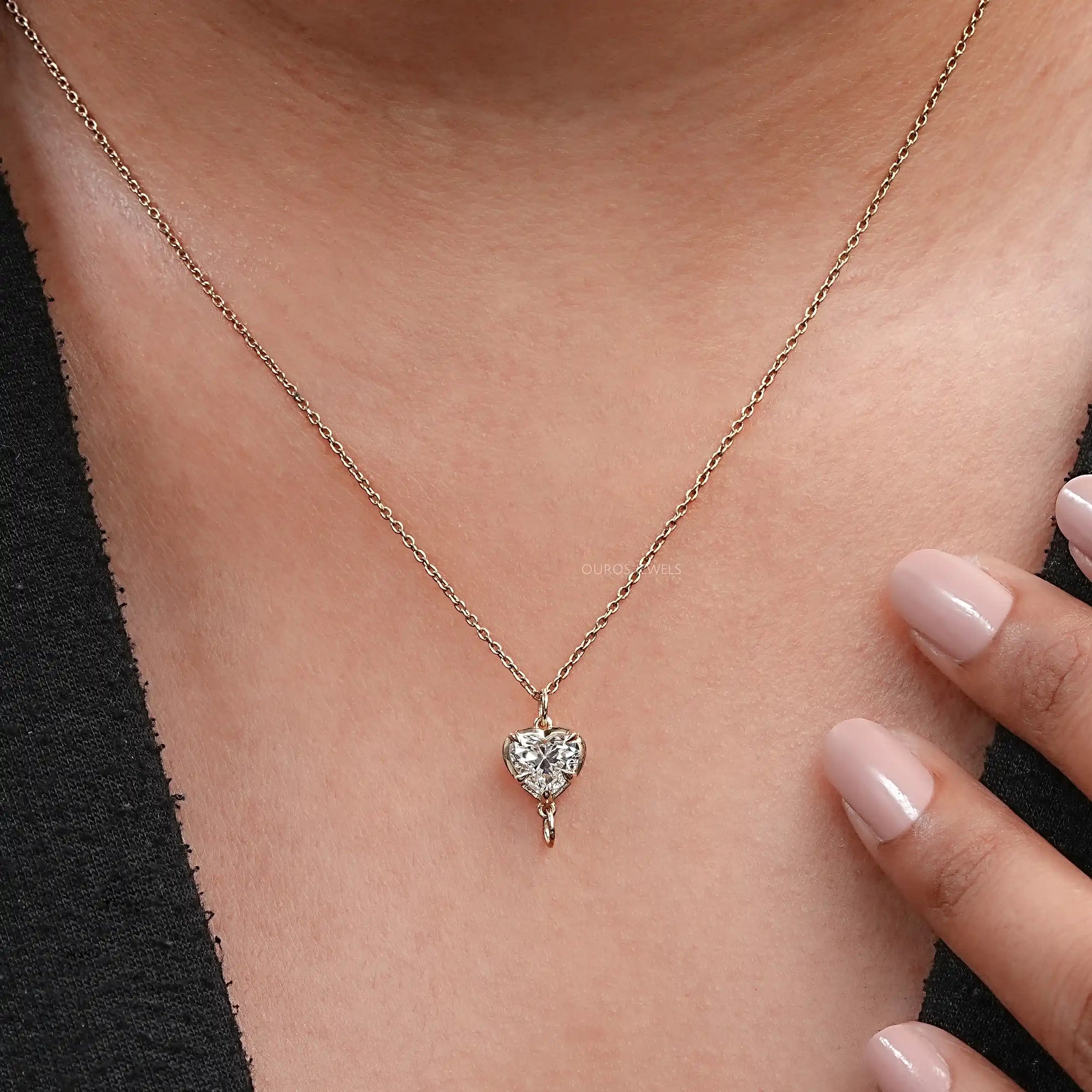 Solitaire Heart Cut Lab Grown Diamond Pendant Necklaces