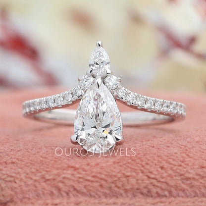 Chevron Shaped Pear Cut Engagement Ring