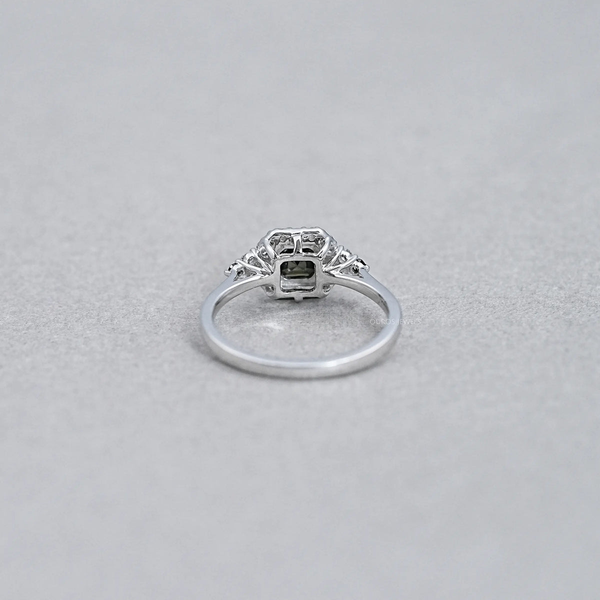 Asscher Cut Black Diamond Halo Ring Ring