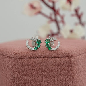 Green Gemstone Spiral Stud Earrings