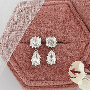 Boucles d'oreilles pendantes en diamants taille poire de laboratoire Old Mine