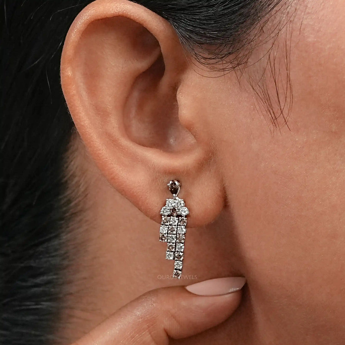 Champagne Diamond Dangle Earrings