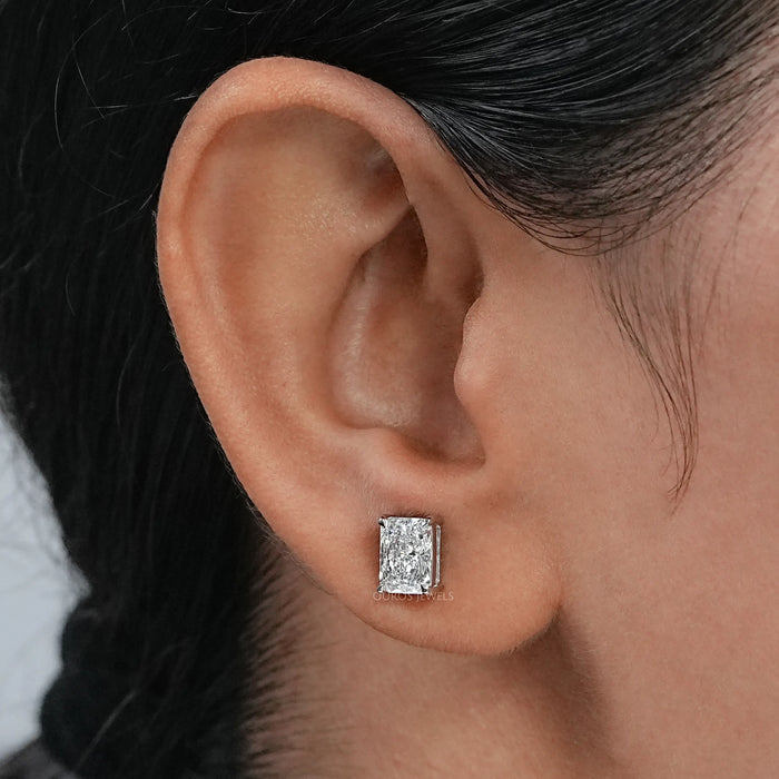 IGI Certified Radiant Cut Lab Grown Diamond Stud