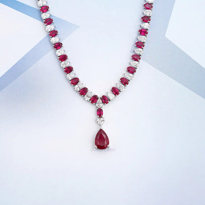 Ruby Gemstone & Lab Grown Diamond Necklace Necklaces