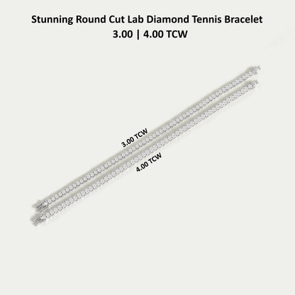 Round Cut Lab Grown Diamond Tennis Bracelet - 3.00 | 4.00 TCW Bracelet