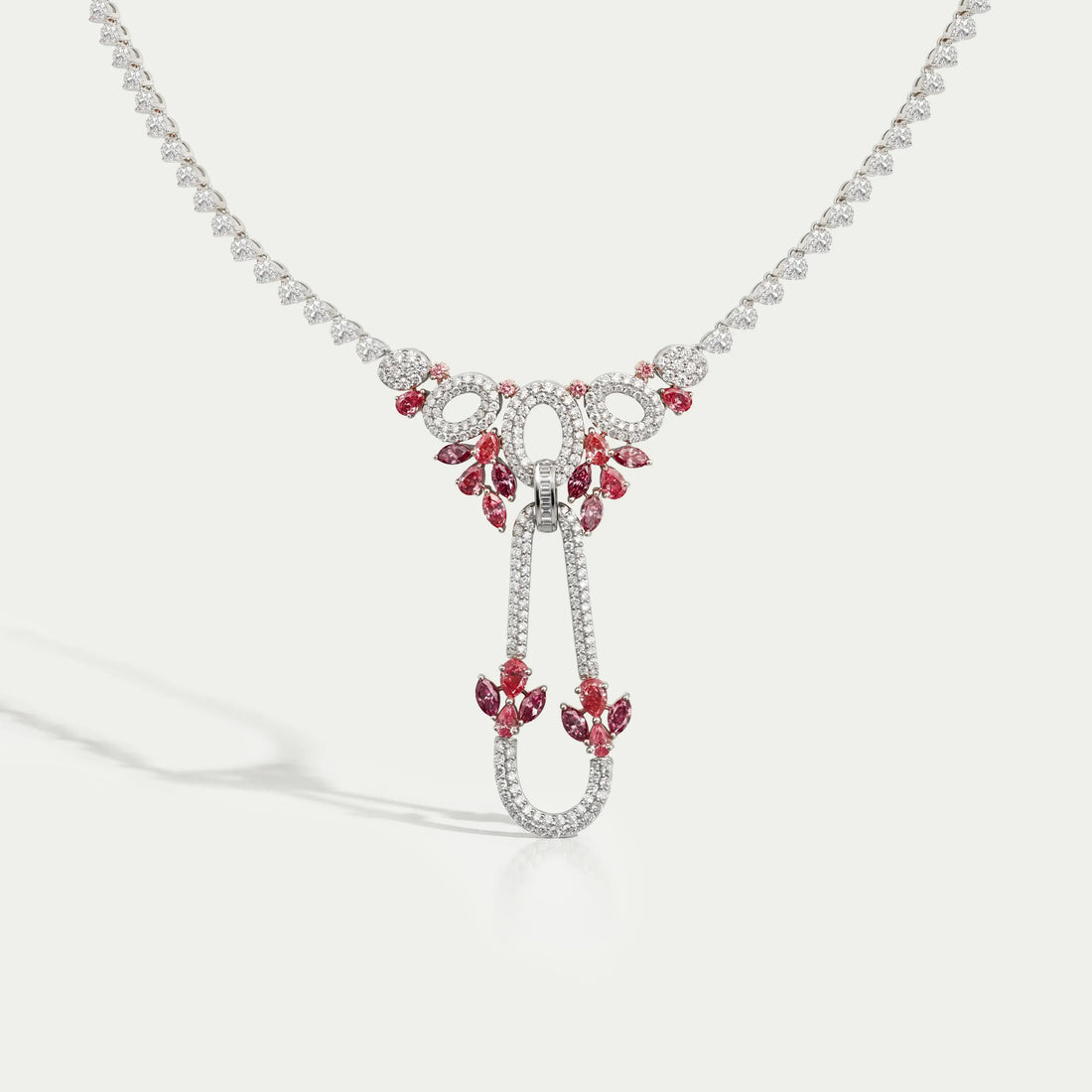 Pear And Round Shape Cluster Diamond Bridal Necklace Necklaces