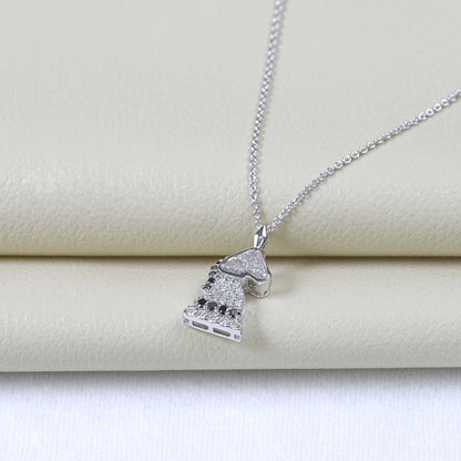 Knight Chess Horse Cut Lab Diamond Cluster Pendant Necklaces