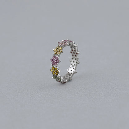 Round Colored Diamond Wedding Stackable Band Rings