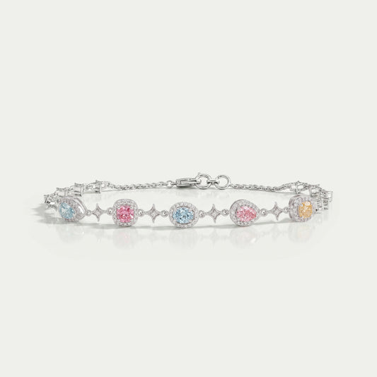 Color Diamond Halo Link Bracelet