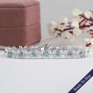 Pear-Shaped Flower Diamond  Bracelet