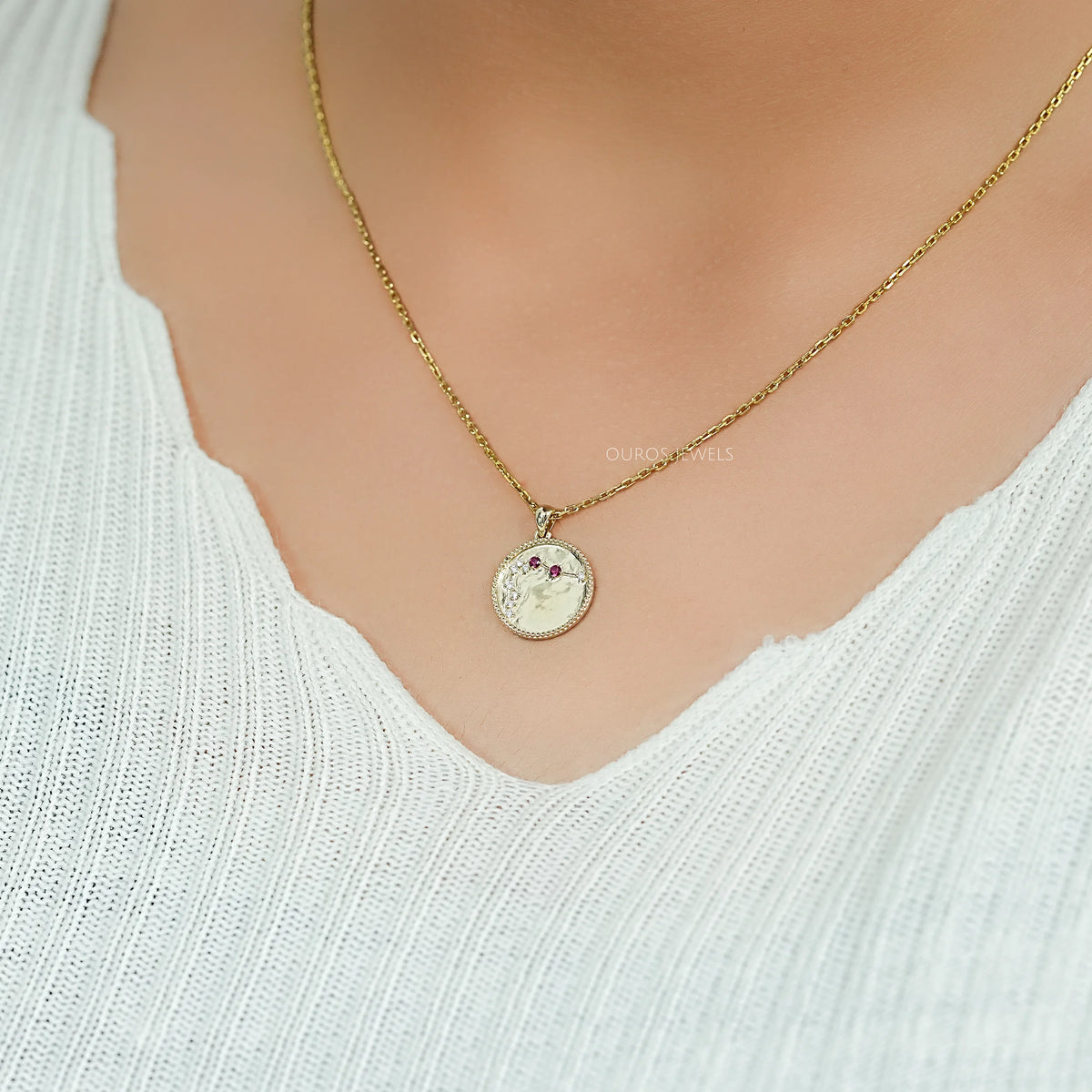 Aquarius Zodiac Ruby Gemstone Pendant Necklaces