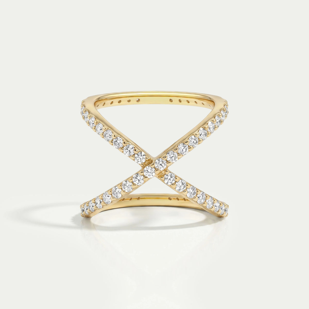 Bague en diamant taille ronde de style croisé