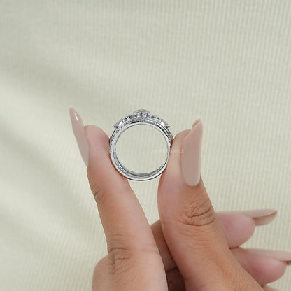 Heart Shape Crown Hands Lab Diamond Ring Set
