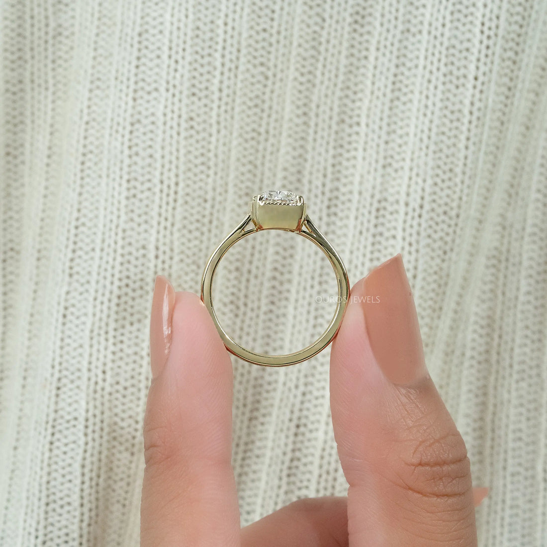 Crushed Cushion Cut Milgrain Bezel Solitaire Ring Ring