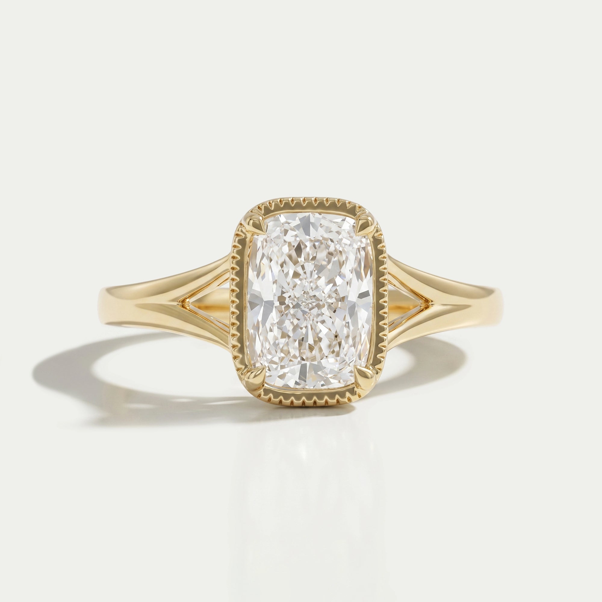 Crushed Cushion Cut Milgrain Bezel Solitaire Ring Ring