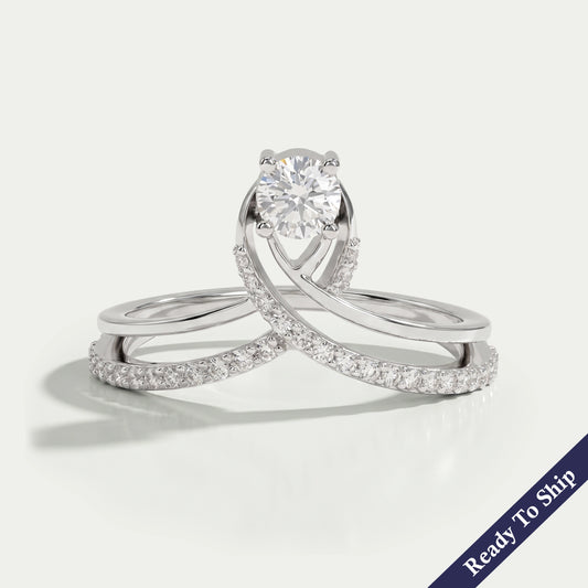Curved Round Cut Lab Grown Diamond Wedding Band