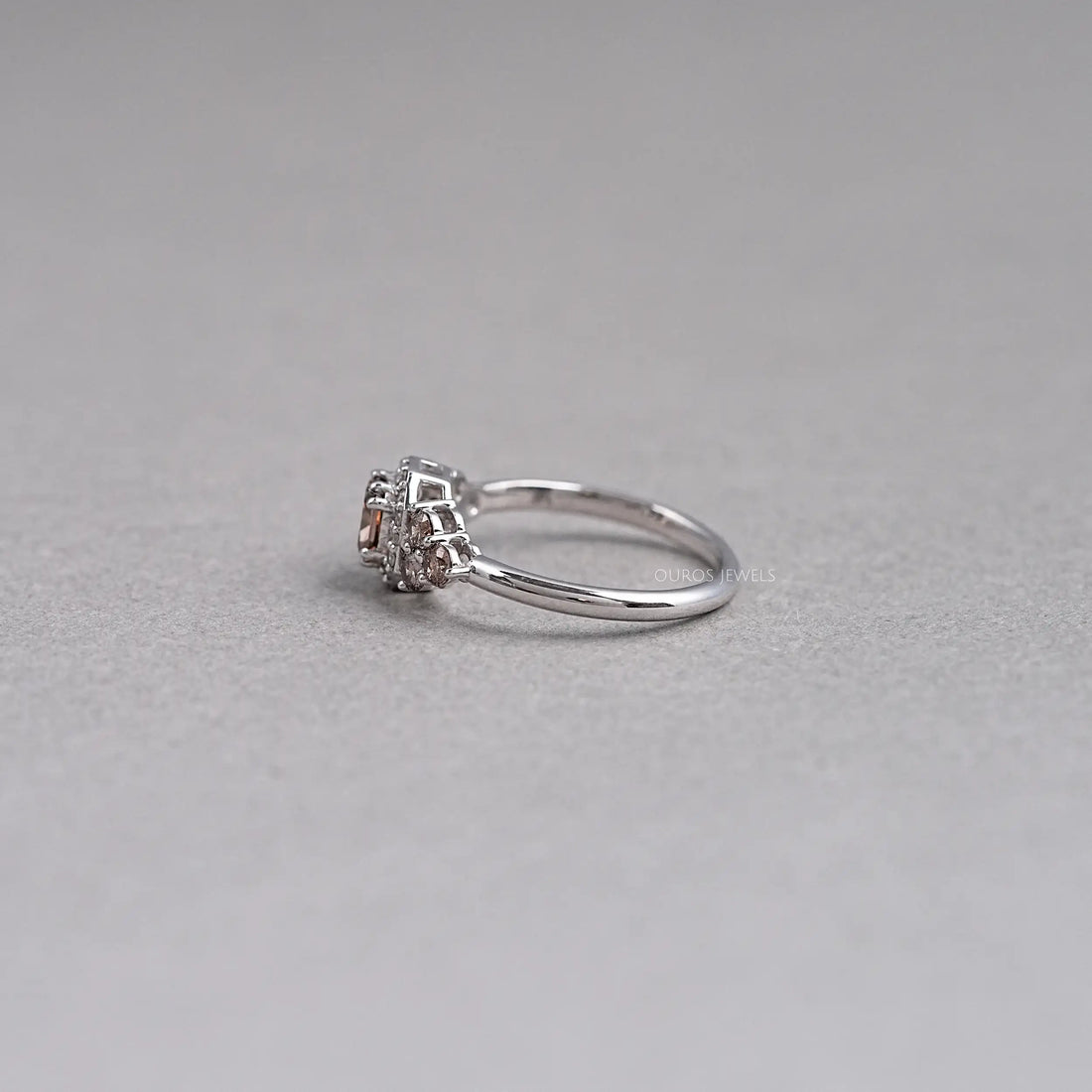 Fancy Cushion Cut Halo Champagne Diamond Ring Rings