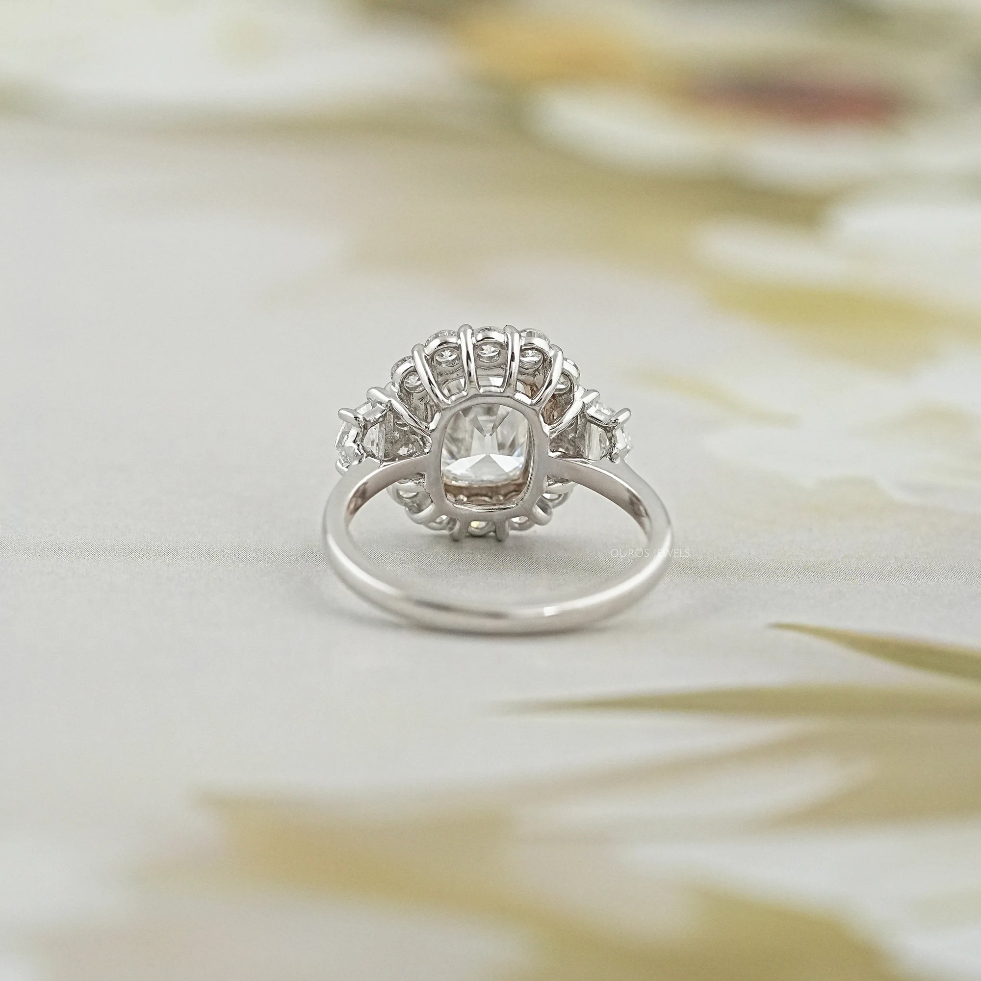 Old Mine Cushion Cut Halo Diamond Engagement Ring Ring