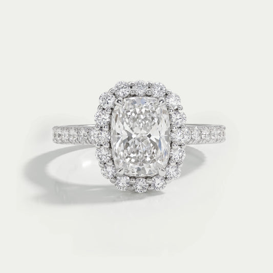 Cushion Cut Halo Lab Diamond Engagement Ring