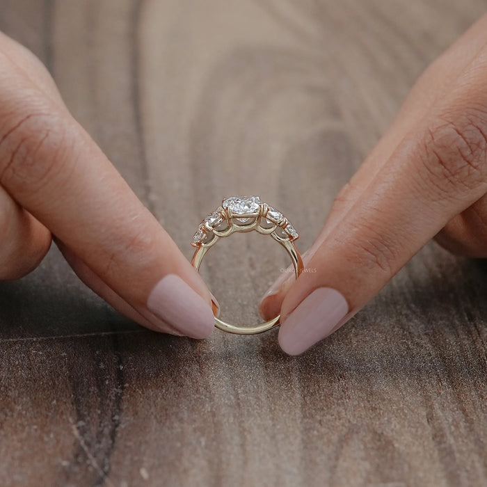 Five Stone Cushion Lab Grown Diamond Engagement Ring