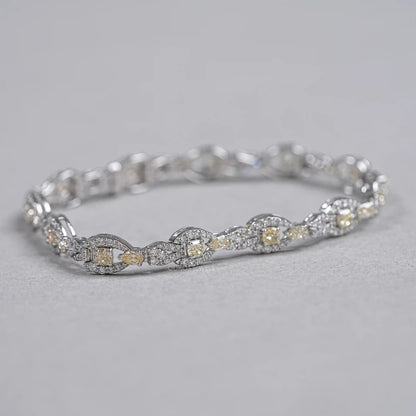 Yellow Cushion Cut Halo Link Bracelet Bracelet