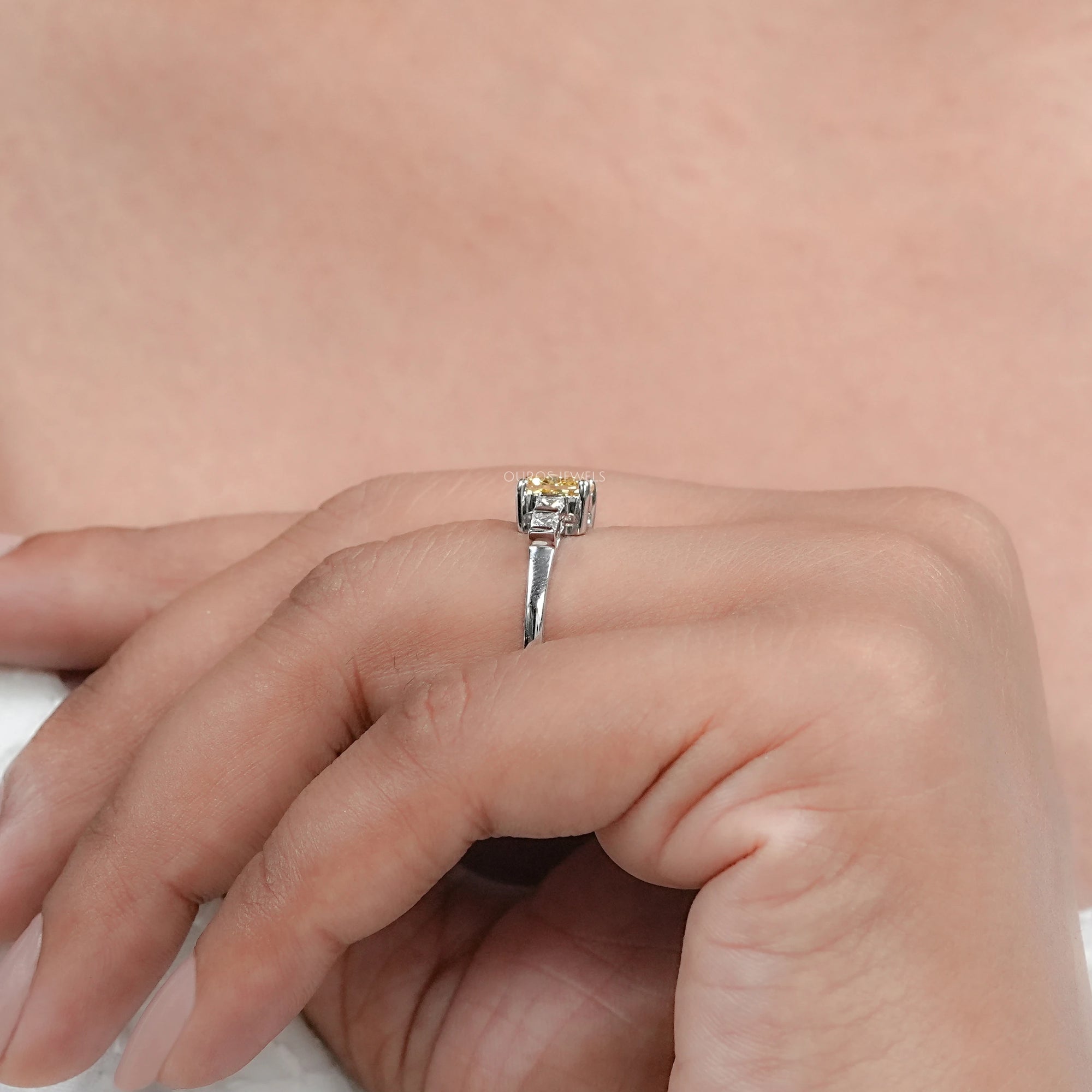 Canary Cushion Cut Lab Diamond Engagement Ring Ring