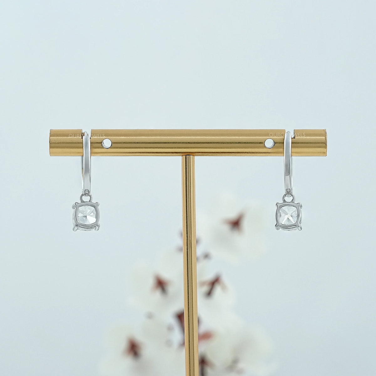 Cushion Lab Diamond Dangle Hoop Earrings Earrings