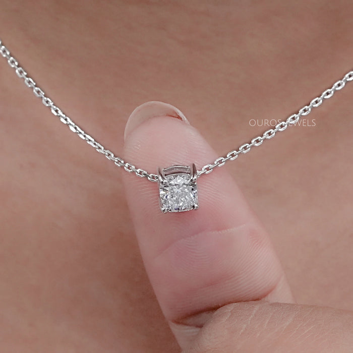Certified Cushion Cut Lab Grown Diamond Pendant