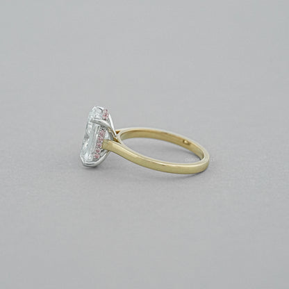Cushion Lab Diamond Pink Hidden Halo Solitaire Ring Rings