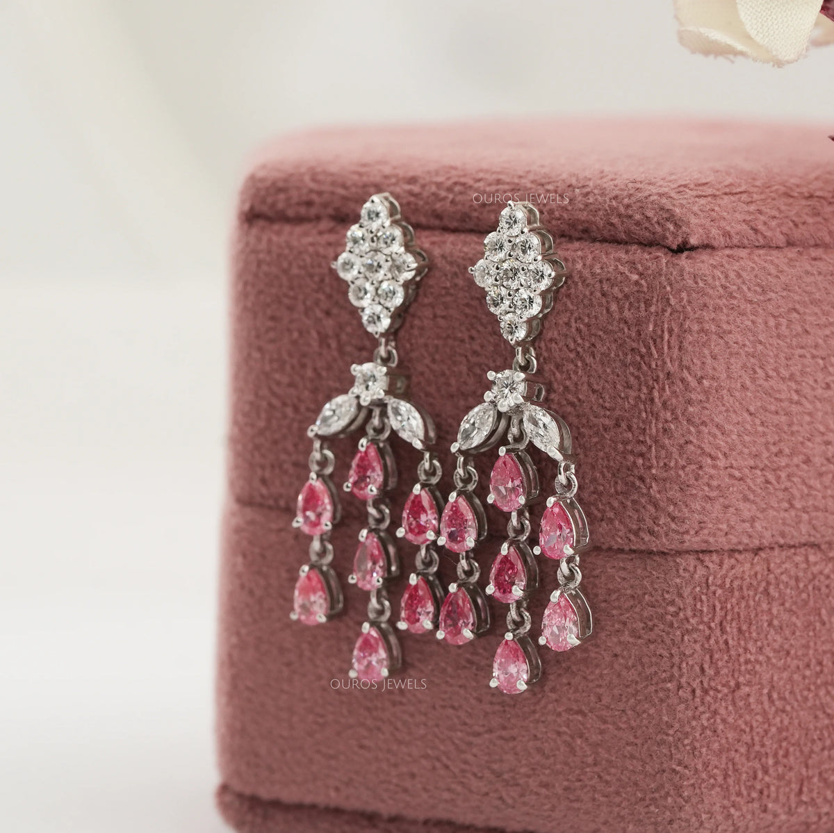 Pink Pear Lab Diamond Chandelier Earrings Earrings