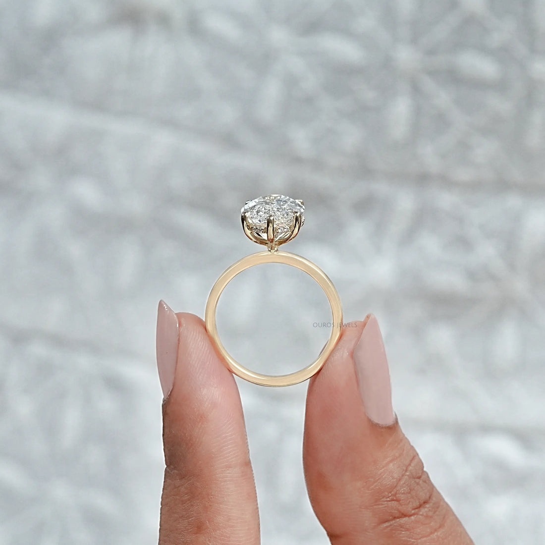 Portuguese Oval Cut Lab Grown Engagement Ring Ring