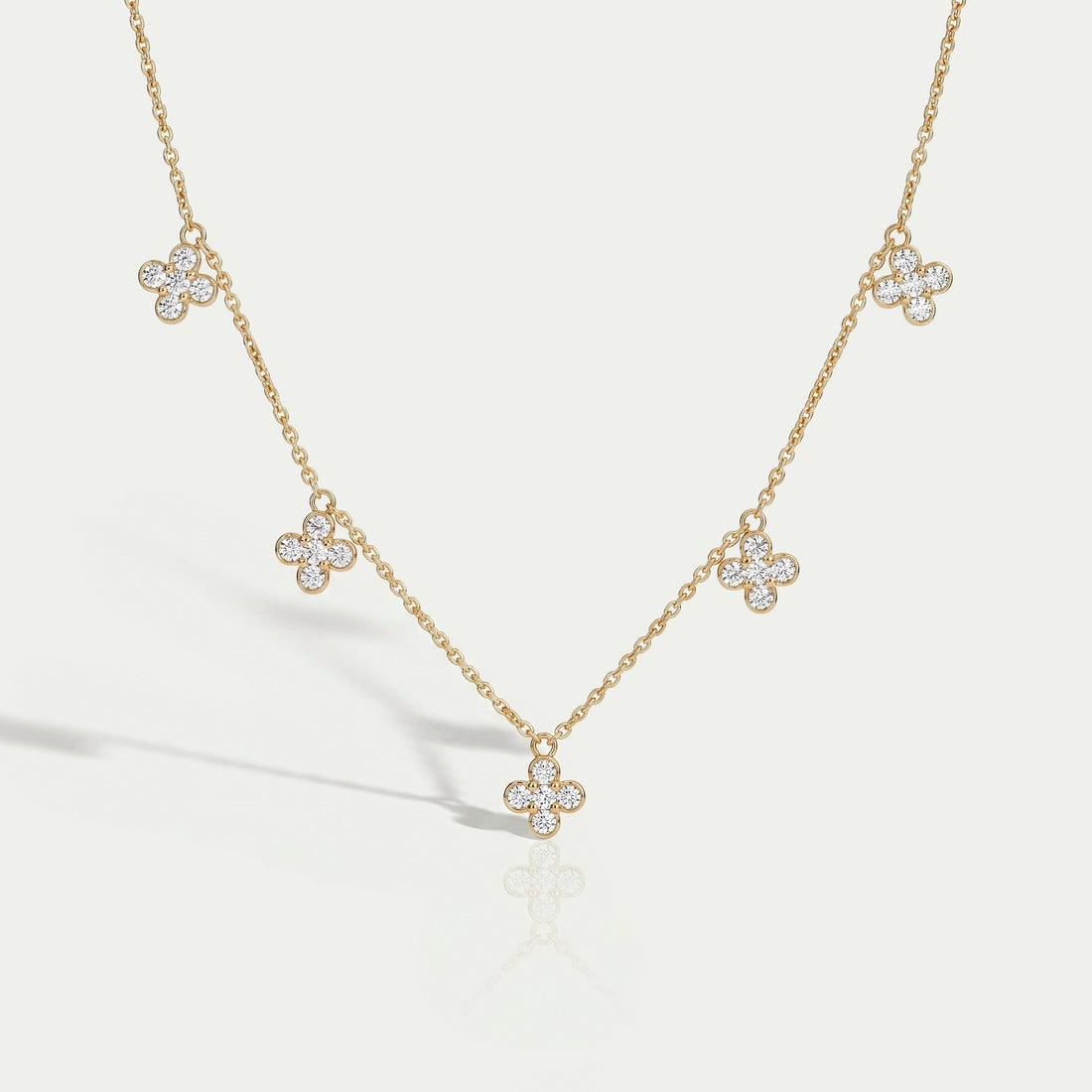 Daisy Flower Bezel Set Chain Station Necklace Necklaces