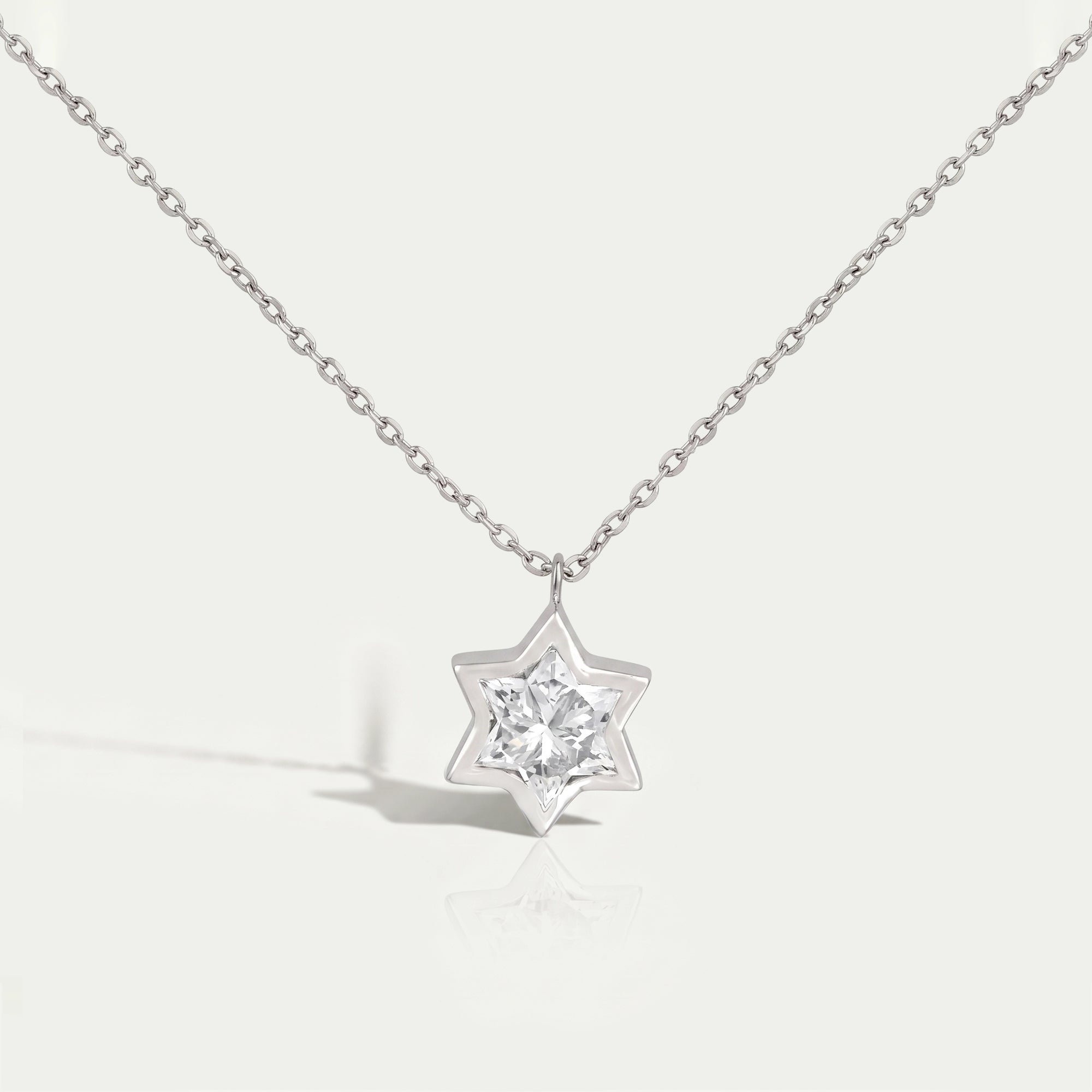 David Star Lab Diamond Bezel Set Solitaire Pendant Necklaces