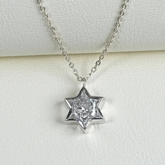 David Star Lab Diamond Bezel Set Solitaire Pendant Necklaces