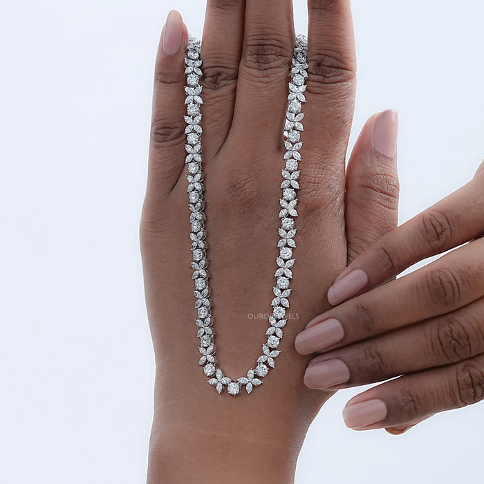 Marquise & Round Diamond Choker Necklace