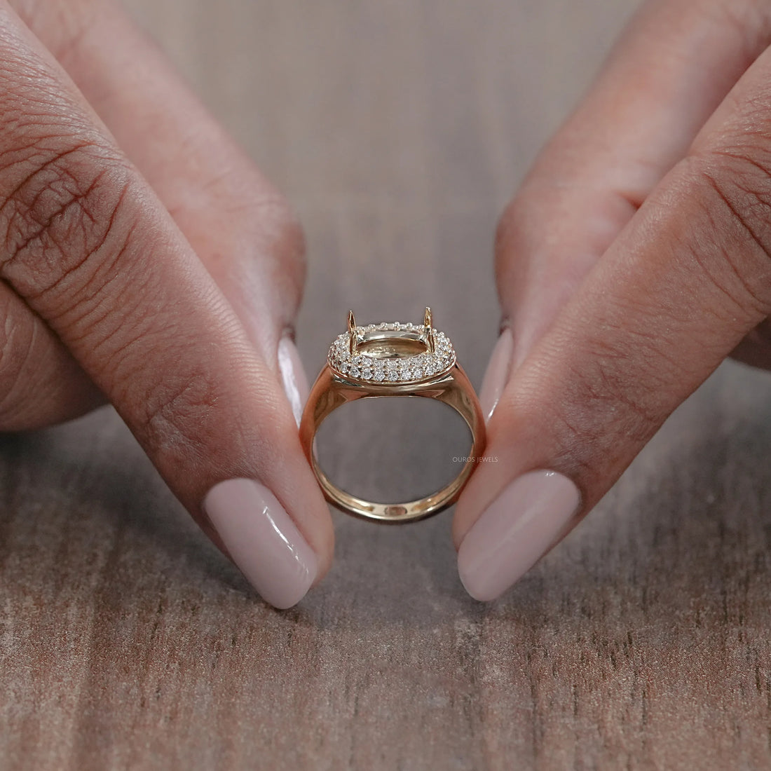 Oval Shape Double Halo Semi Mount Engagement Ring Rings