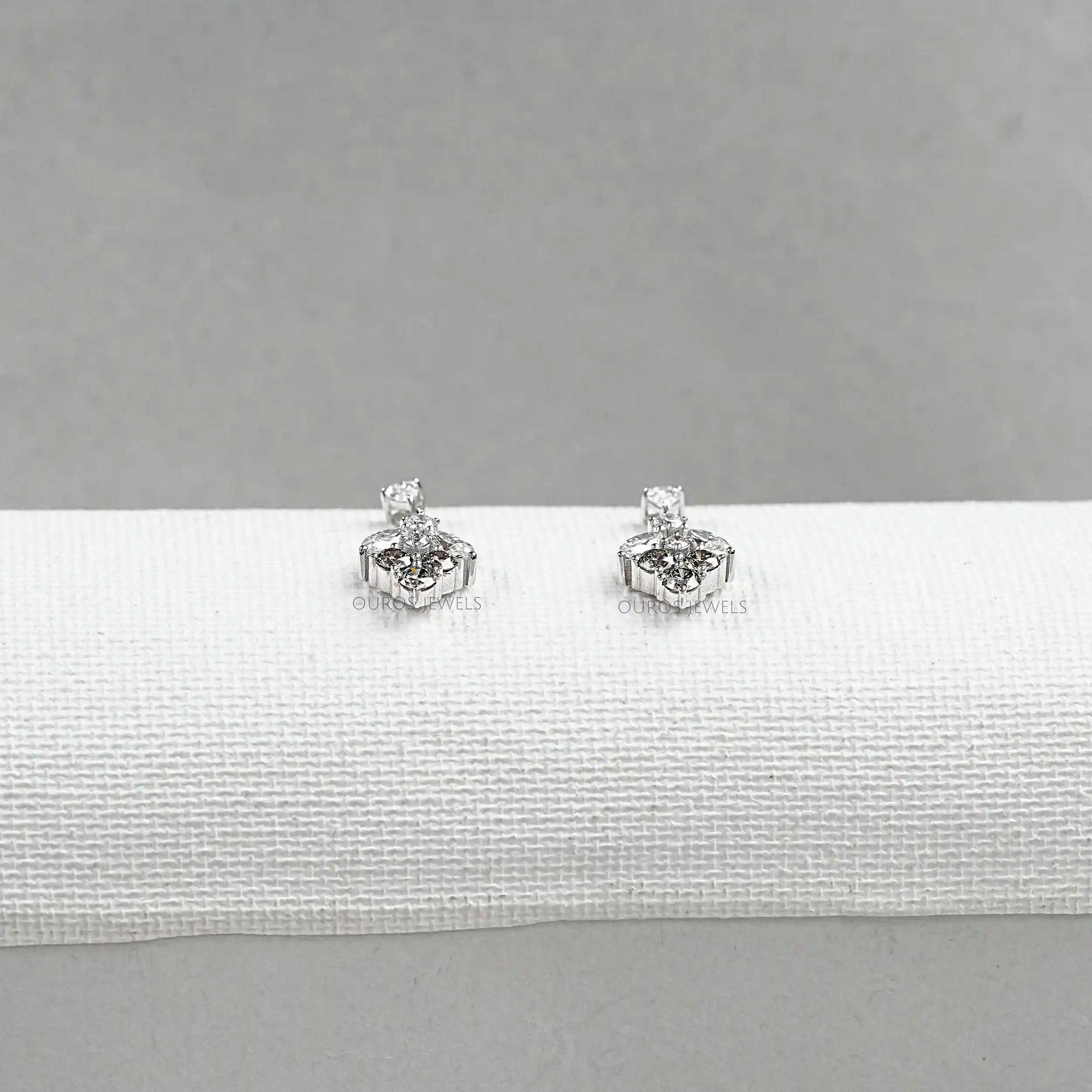 Olive Round Shape Cluster Diamond Earrings Earrings