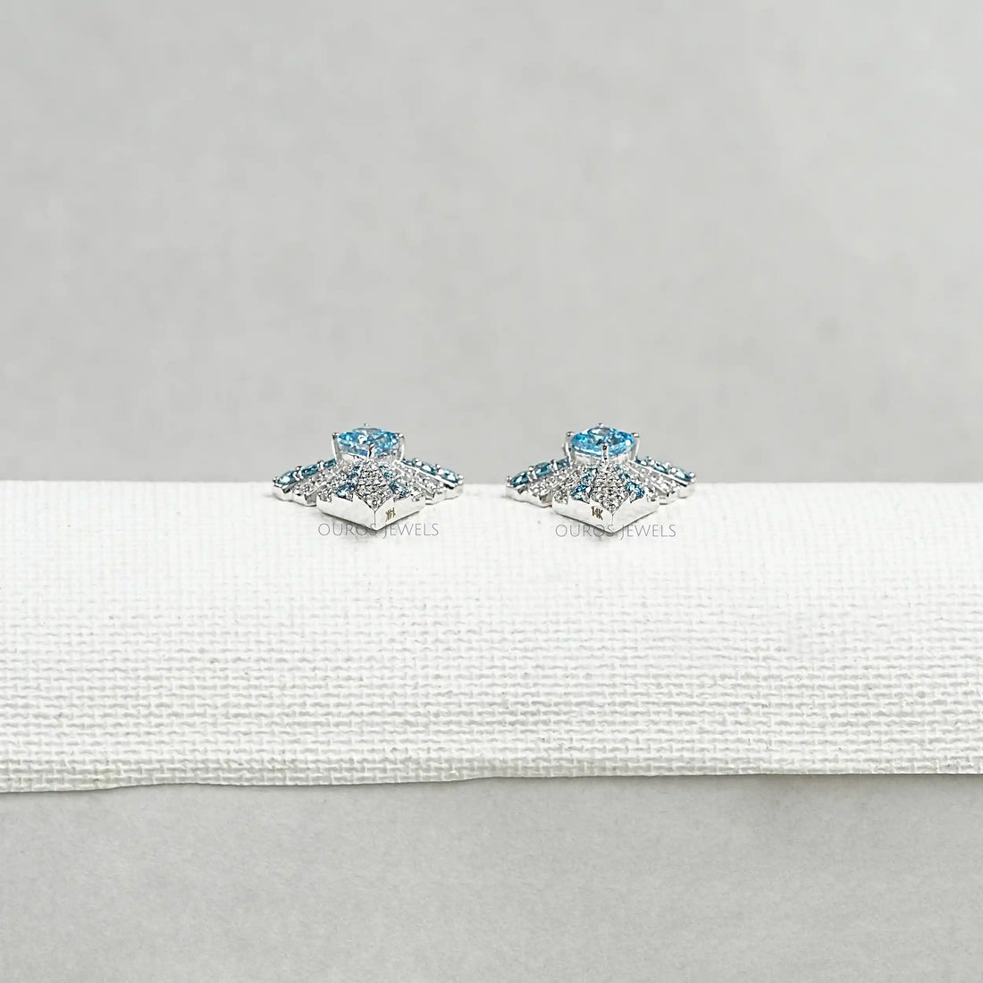 Blue Geometric Diamond Drop Earrings Earrings