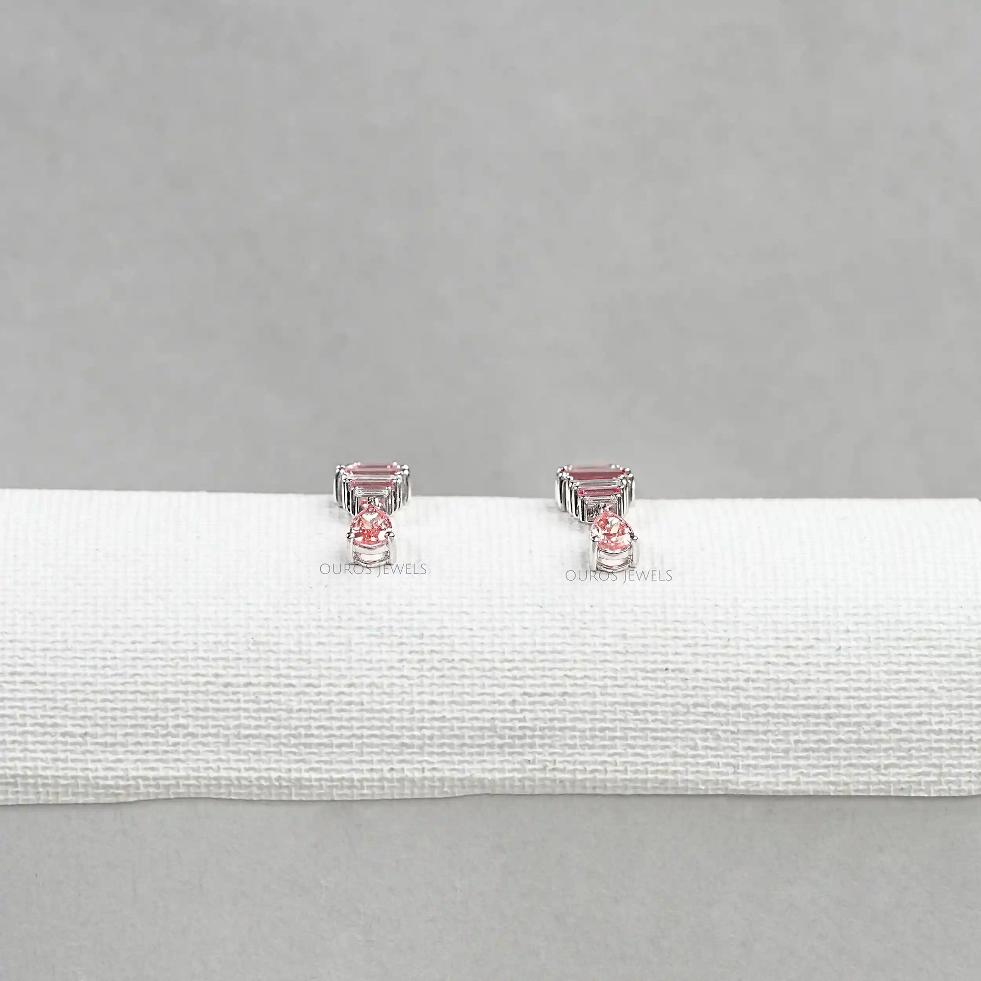 Pink Baguette Attentive Diamond Earrings Earrings