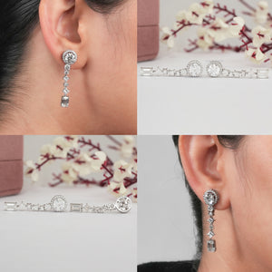 Boucles d'oreilles pendantes en diamants cultivés en laboratoire à formes multiples