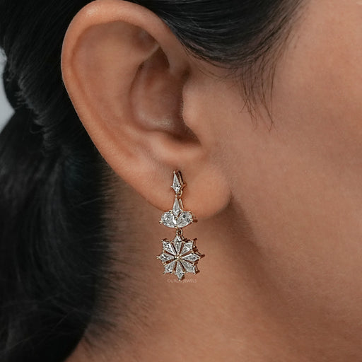 Floral  Kite Diamond  Dangle  Earring