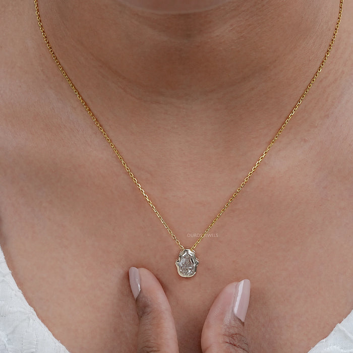 Antique Hamsa Hand Shape Lab Diamond  Solitaire Pendant