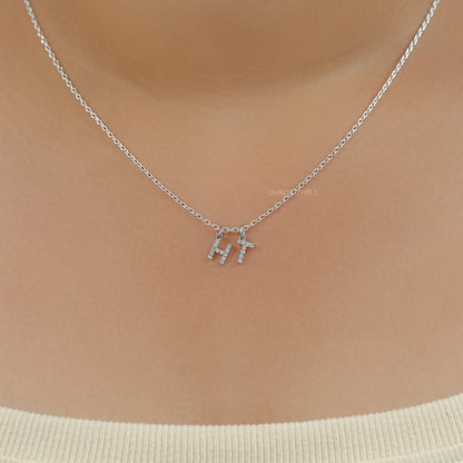 Charms Letter Round Diamond Pendant